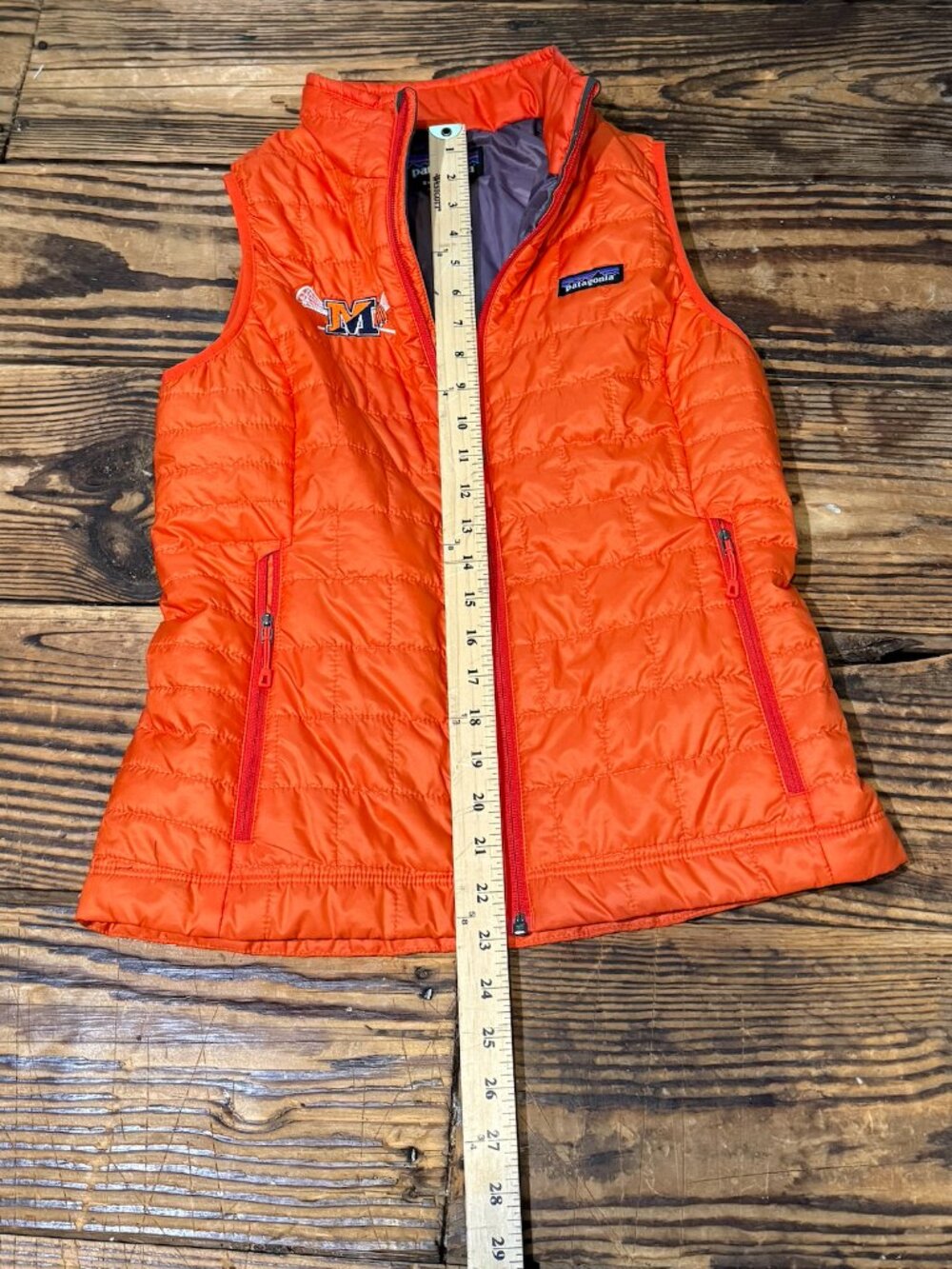 Patagonia Nano Puff Vest Women Small Puffer Full Zip Primaloft EUC Orange Logo - Picture 6 of 9